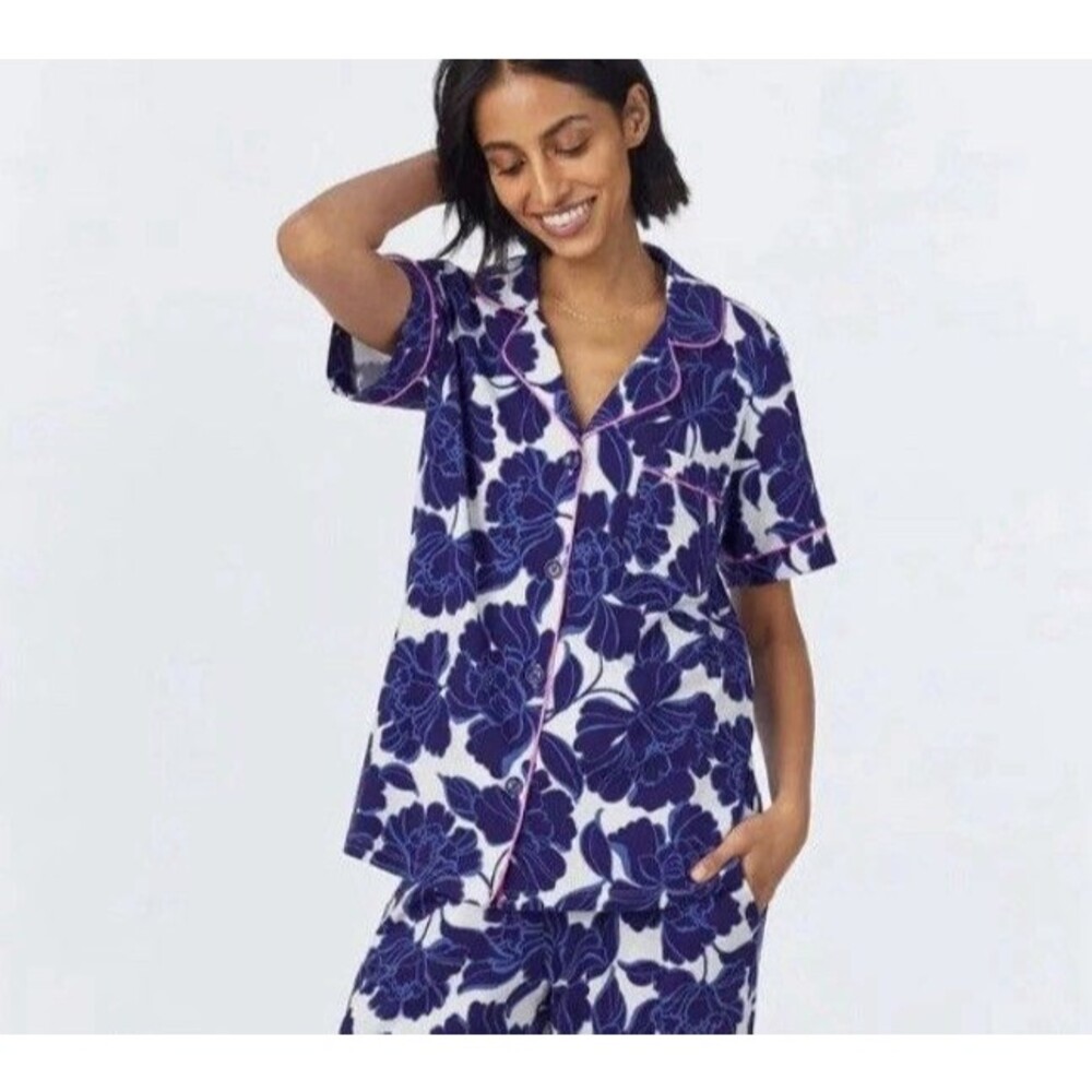 Bedhead PJs Print Stretch Organic Cotton Jersey Crop Pajamas Angelina Floral Med